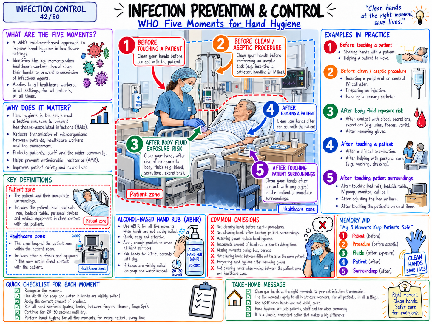 WHO Five Moments for Hand Hygiene (42/80)