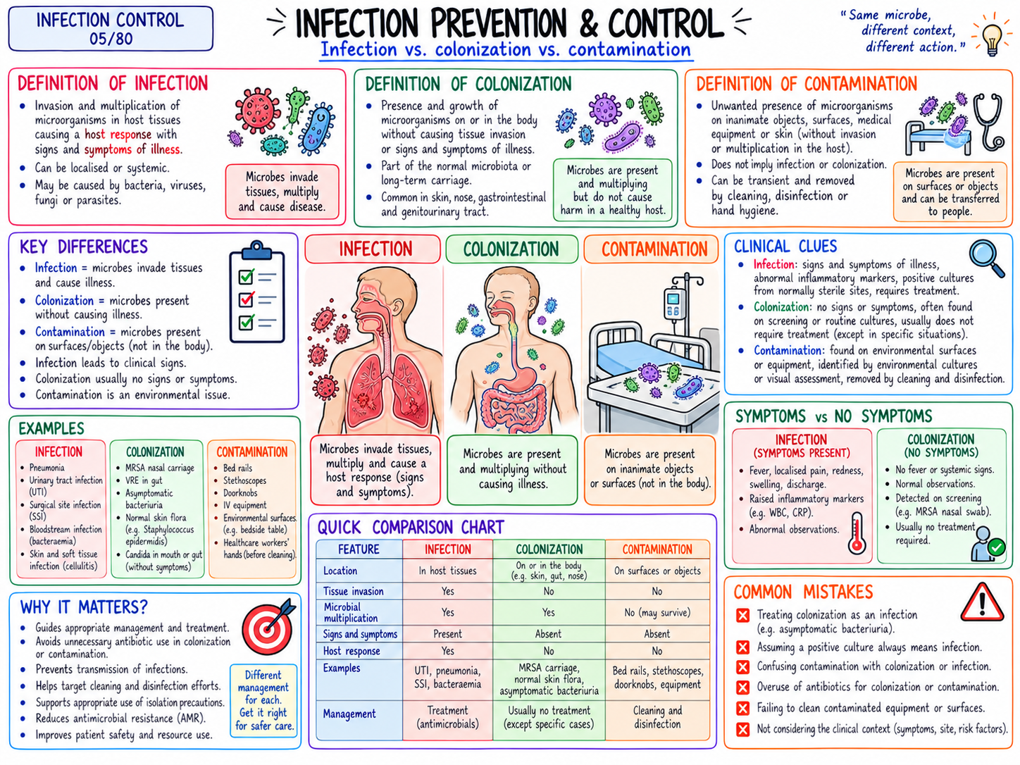 Infection vs. Colonization vs. Contamination (05/80)