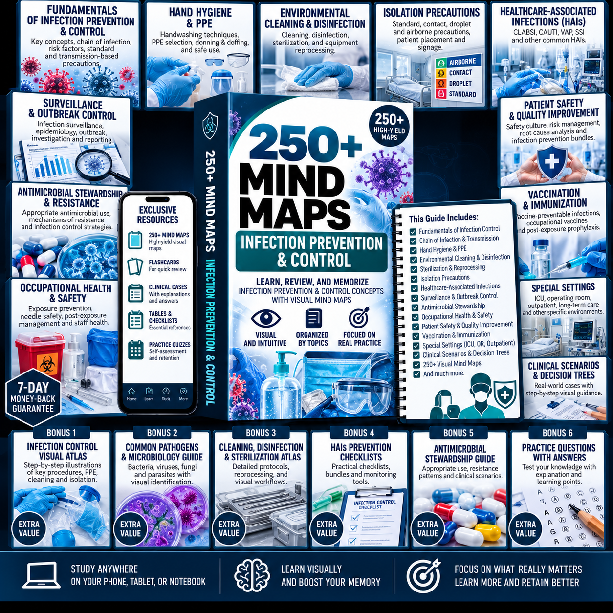 250+ Infection Prevention & Control Mind Maps Pack